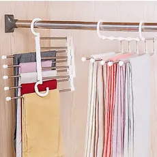 Cabide Multifuncional para Calças de Inox com 5 Divisórias Branco
