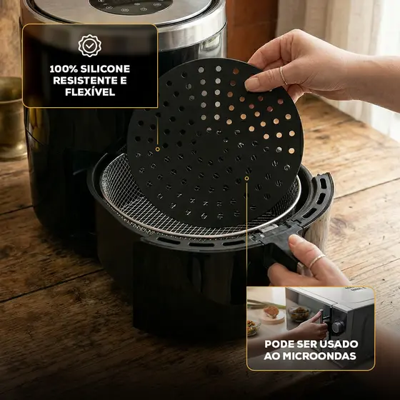 Tapete Protetor Silicone para Air Fryer – Não Gruda na Cesta