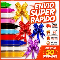 Kit 50 Laços Mágicos Fácil Para Presente Com Filete Dourado P/M/G Com Cores Sortida