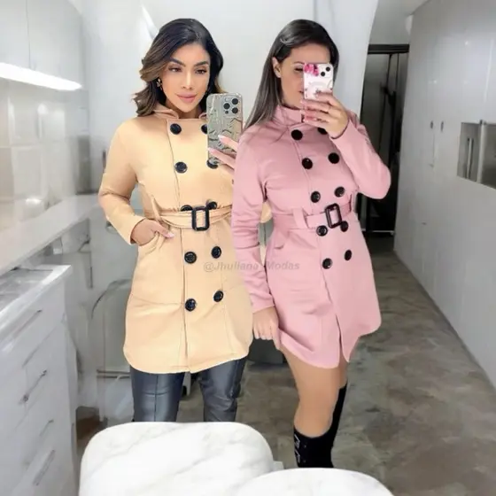 Casaco moletom sobretudo femenino inverno M/G/GG acompanha cinto