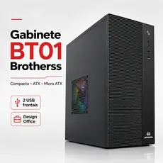 Gabinete Micro Atx/Mini e ATX Mid Tower Compacto Moderno Escritório Office Trabalho Bt01 Brotherss Preto