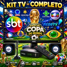 Kit COPA TV/Monitor 20 Polegadas Completo Conversor Digital + Antena HDTV + Caixas de Som Pronto uso