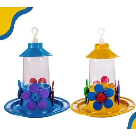 Kit 2 ou 1 Bebedouro Para Pássaros Beija-flor Grande 250 ml Flores Colorido