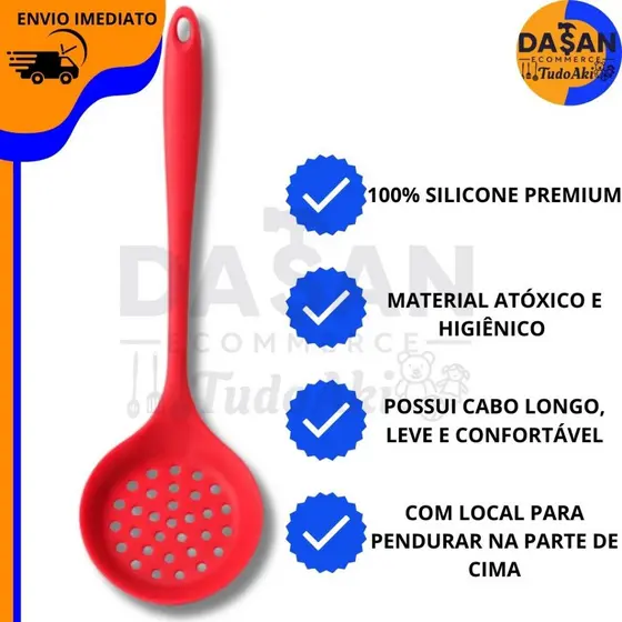 Escumadeira Vazada de Silicone 32cm – Utensílio Gourmet Universal para Cozinha