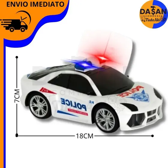 Carro de Polícia Infantil – Sirene 3D, Luzes e Bate e Volta Divertido