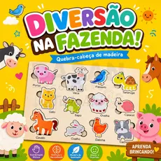 Brinquedo Educativo Quebra-Cabeça Madeira Montessori Infantil Bebê Coordenação Motora fazendinha