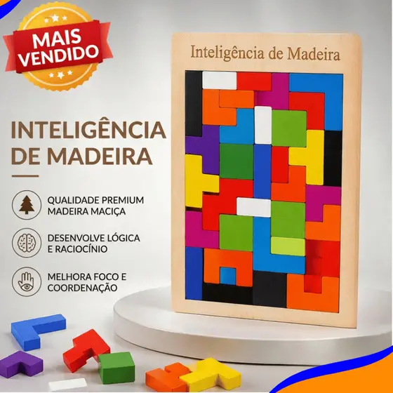 Tetris Quebra-Cabeça 3D Colorido Tangram De Madeira /jogos infantis educativos /Brinquedo Educativo