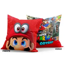 Almofada Gamer SUPER MARIO ODYSSEY Vermelha 30cm
