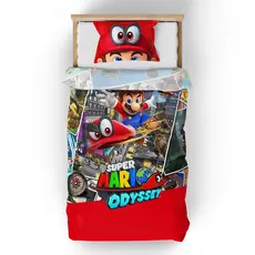 Jogo de Cama SOLTEIRO Gamer Fanboy - SUPER MARIO ODYSSEY Vermelho