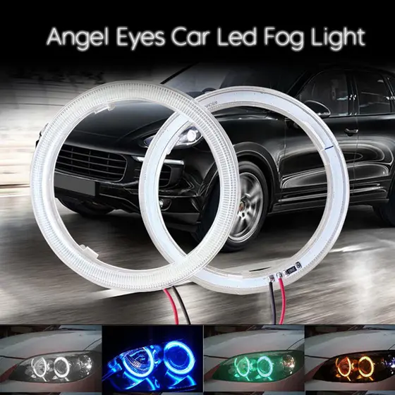 2 Pcs Super Brilhante Anéis Halo Cob Led Angel Eyes Farol Luz De Nevoeiro 60mm 70mm 80mm 90mm 100mm 110mm 120mm Carro Motocicleta Drl Lâmpada Acessórios Da Lâmpada