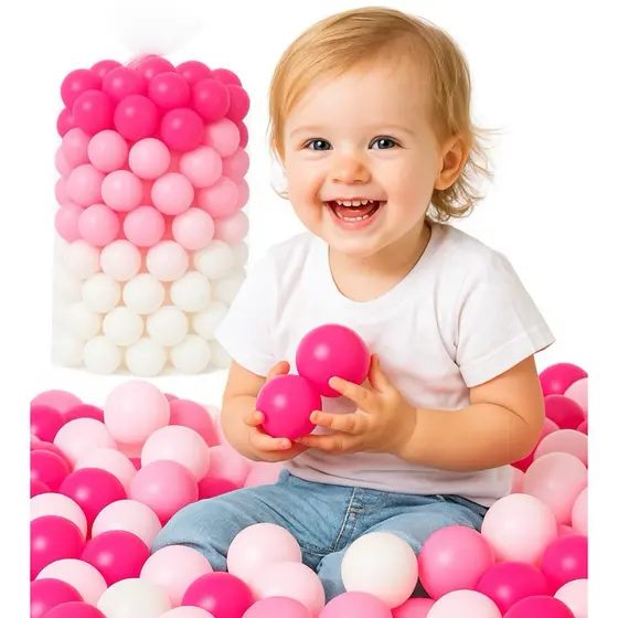 Bolinha Plástica para Piscina de Bolinhas Rosa Branco Pink Kit Colorido Resistente Brinquedoteca Espaço Sensorial Divers