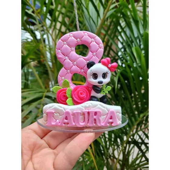 vela em biscuit tema Panda