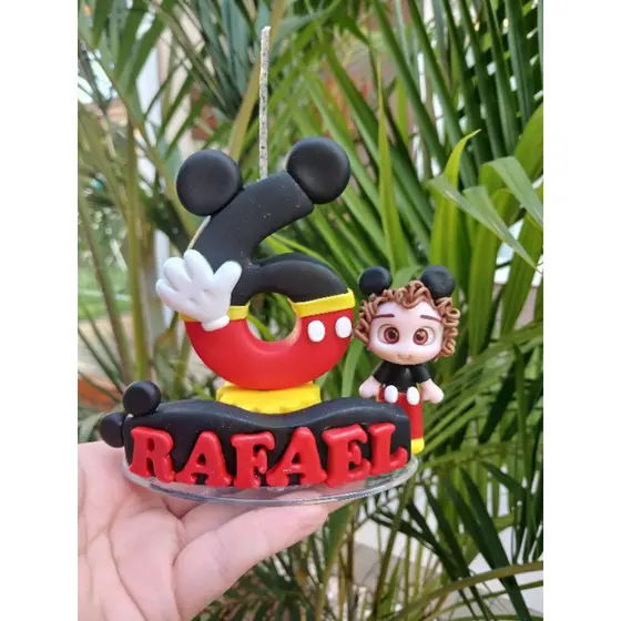 vela personalizada em biscuit mickey
