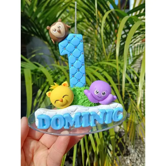 Vela em biscuit Bolofofos para menino e menina