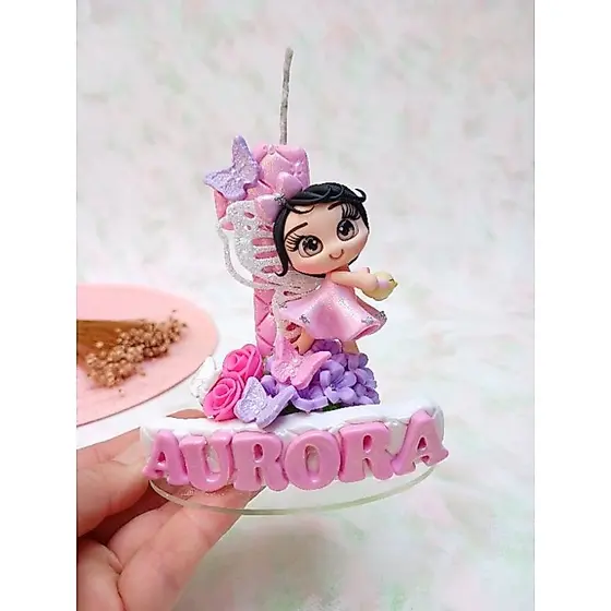 vela personalizada em biscuit jardim encantado/jardim das borboletas/borboletas/jardim