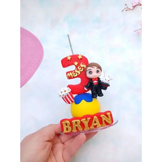 vela em biscuit circo/magico