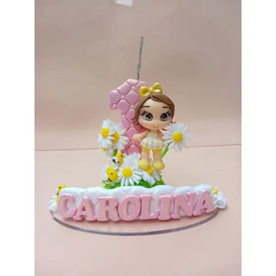 vela em biscuit margarida