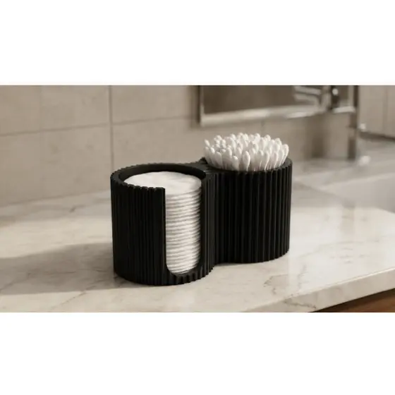 Organizador Porta Cotonetes e Algodão Preto Decorativo para Banheiro