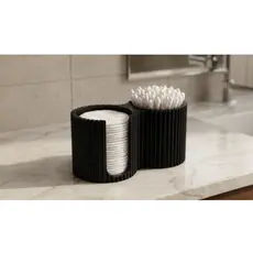 Organizador Porta Cotonetes e Algodão Preto Decorativo para Banheiro