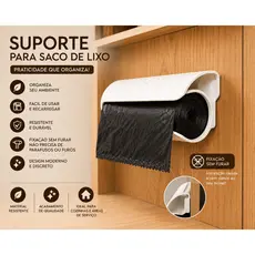 Suporte Porta Saco de Lixo em Rolo Organizador para Cozinha e Área de Serviço