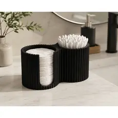 Porta Cotonete e Algodão Preto Estilo Minimalista Decoração Luxo