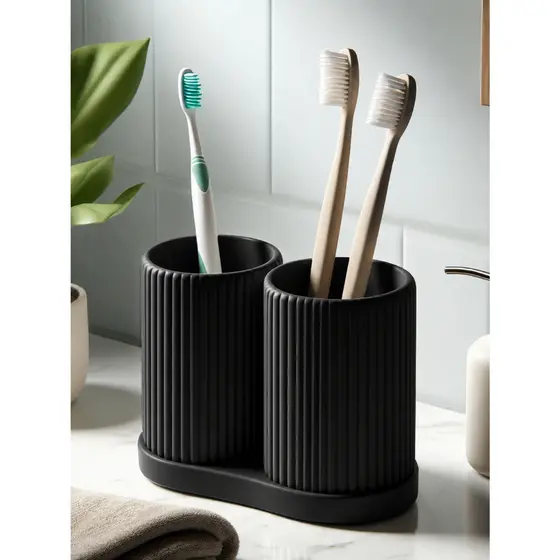 Porta Escova De Dente E Pasta Organizador Banheiro Canelado Premium