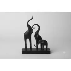 Estatueta Família De Elefante Preto Enfeite Centro De Mesa Rack