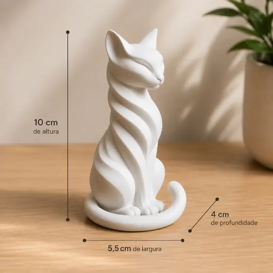 Escultura Decorativa Gato Espiral 10cm Decoração Moderna Minimalista