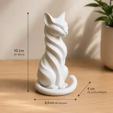 Escultura Decorativa Gato Espiral 10cm Decoração Moderna Minimalista
