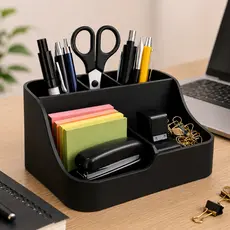 Porta Objetos para Mesa de Escritório | Organizador de Mesa Preto com Divisórias