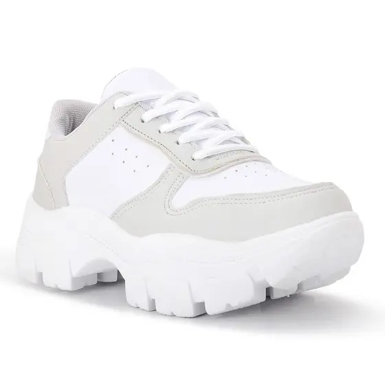 Tenis Branco Plataforma Casual Adulto Lançamento Leve e Confortável