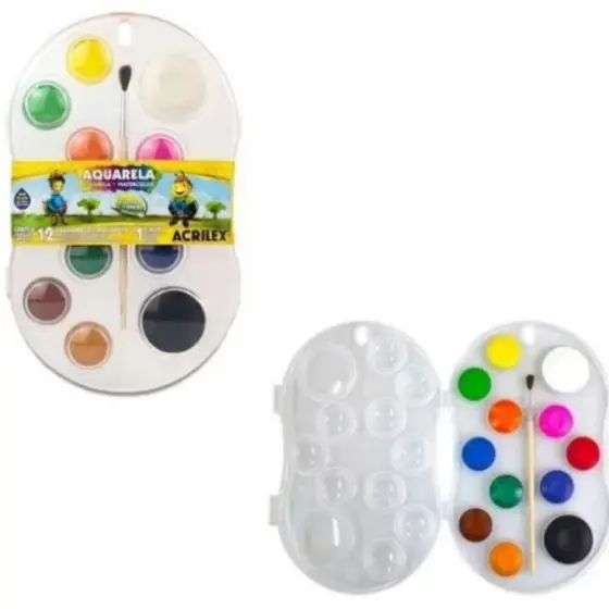 Estojo aquarela da Acrilex 12 cores+pincel.