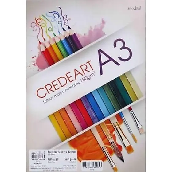 Bloco para Desenho A3 150g 20 folhas Branco Credeart