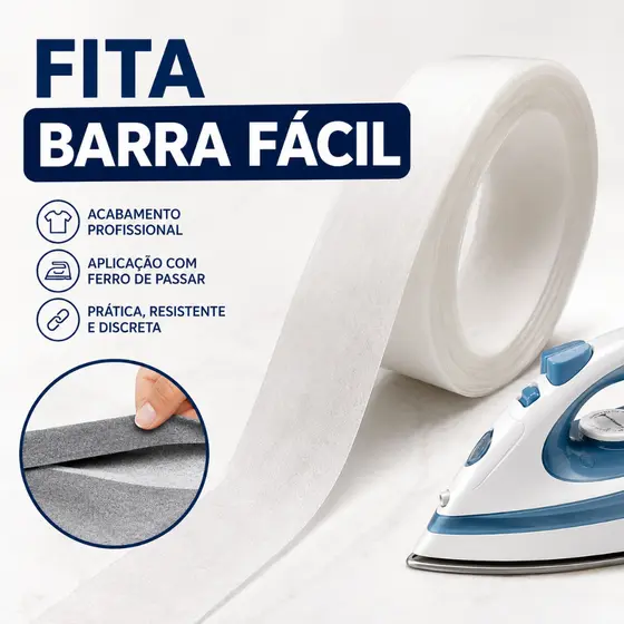 Fita Barra Fácil Termocolante para Bainha ou Cós de Calça - 5 ou 10 Metros