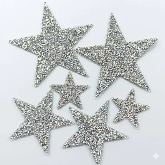 Aplique de Roupa Patch Estrela de Strass Termocolante pedraria