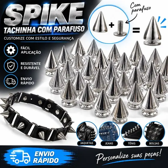 50 ou 100 Spike Rebite Tachinha Para Roupas e Couro De Parafuso