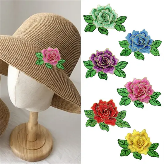 1 ou 3 Apliques de Roupa Patch Bordado Flor 3D  Rosa para Costurar ou Colar (não é termocolante)