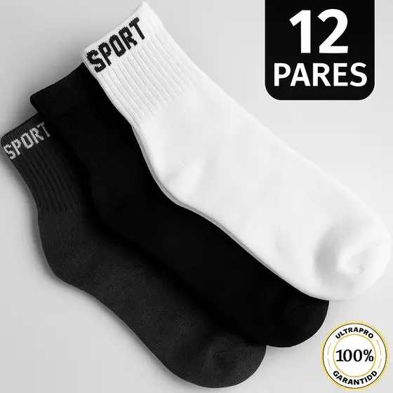 Kit 1/3/6/12 Meias Cano Longo Unissex Masculinas Femininas Sport Algodão Grossas E Macia
