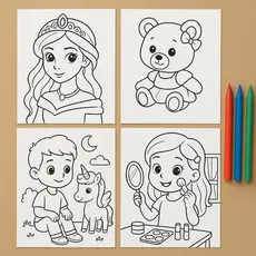 Desenhos 50/100/200 para Colorir Meninas Princesas Fadas Moda Unicórnio Bonecas Infantil Educativo