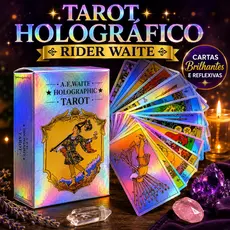 Tarot Holográfico Waite Cartas Brilhantes Rider Waite Completo Presente Deck Reflexivas