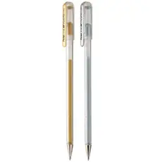 Caneta Gel Hybrid Roller Pentel Prata ou Dourada