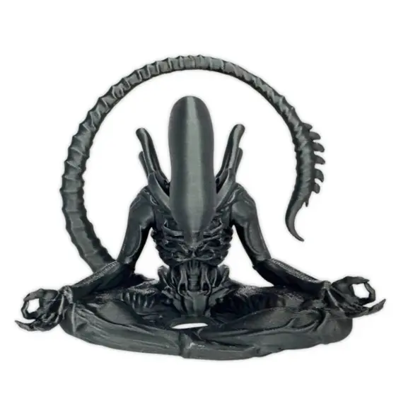 Estátua Xenomorfo Meditando | Alien Estilo Buda | Geek Decorativo