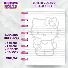Refil Decorado Pautado para Caderno Inteligente / Caderno de Discos 90g - HELLO KITTY