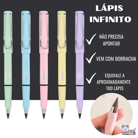 KIT Lapis Infinito Nova tecnologia ilimitada escrita na cor GRAFITE novidade