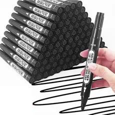 kit com 6 Canetas Marcador Permanente Preto 4mm Pincel Atomico Adere a todas superfícies