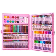 Maleta De Pintura Infantil Estojo 24/48/68150 Peças Para Colorir tema variado Menina Voltas Aulas Canetinhas Lapis Tinta