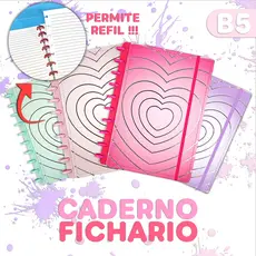 Caderno tipo Inteligente B5/A5 Médio /Pequeno Capa Dura Estampada 80 Folhas Amor Coração