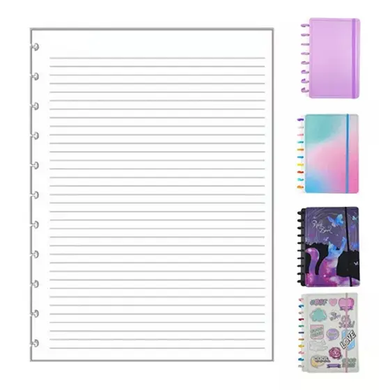 Refil Caderno Inteligente Compatível A5/B5/A4  Discos Pequeno 80fls