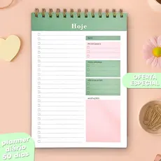 Planner Diário/Semanal 50 Folhas Com Capa e Contra-Capa de Acetato - Vertical ou Horizontal / Diário ou Semanal
