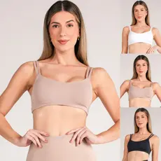 Top Fitness Alça Fina Dupla Poliamida Com Bojo Removível Para Academia Treinar
